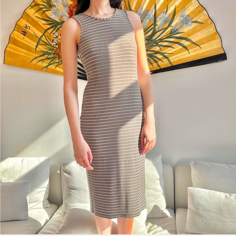 COPY - marine layer fitted striped tank midi dress